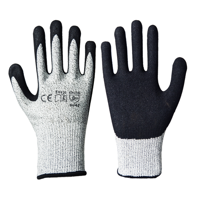 13 Gauge HPPE Liner Nitrile Sarung Tahan Bertahan Dilapisi Sandy