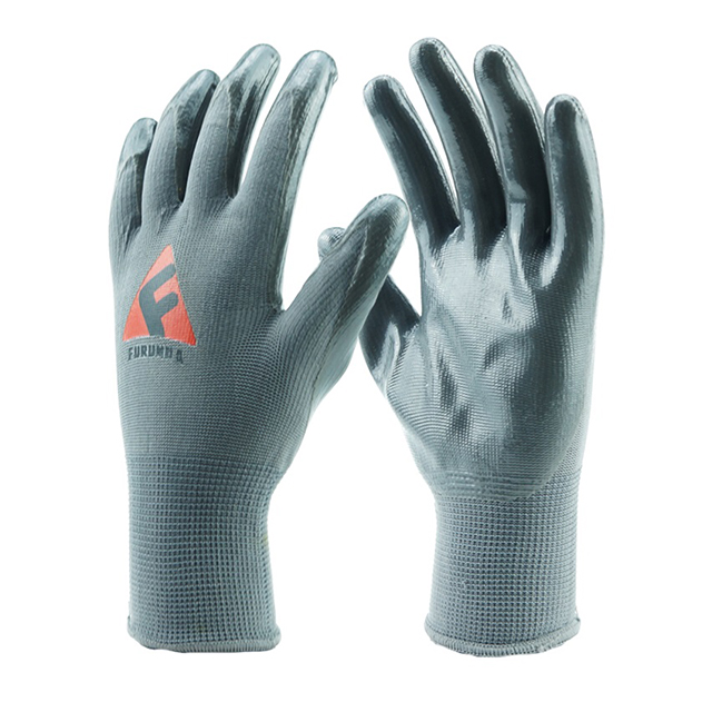 13 Gauge Polyester/Nylon Liner Nitrile Coated Sarung tangan