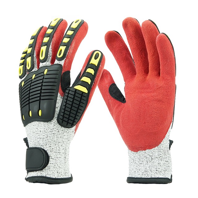 13 Gauge Hppe Shell Nitrile Sandy Sarung Anti-Vibration Sarung